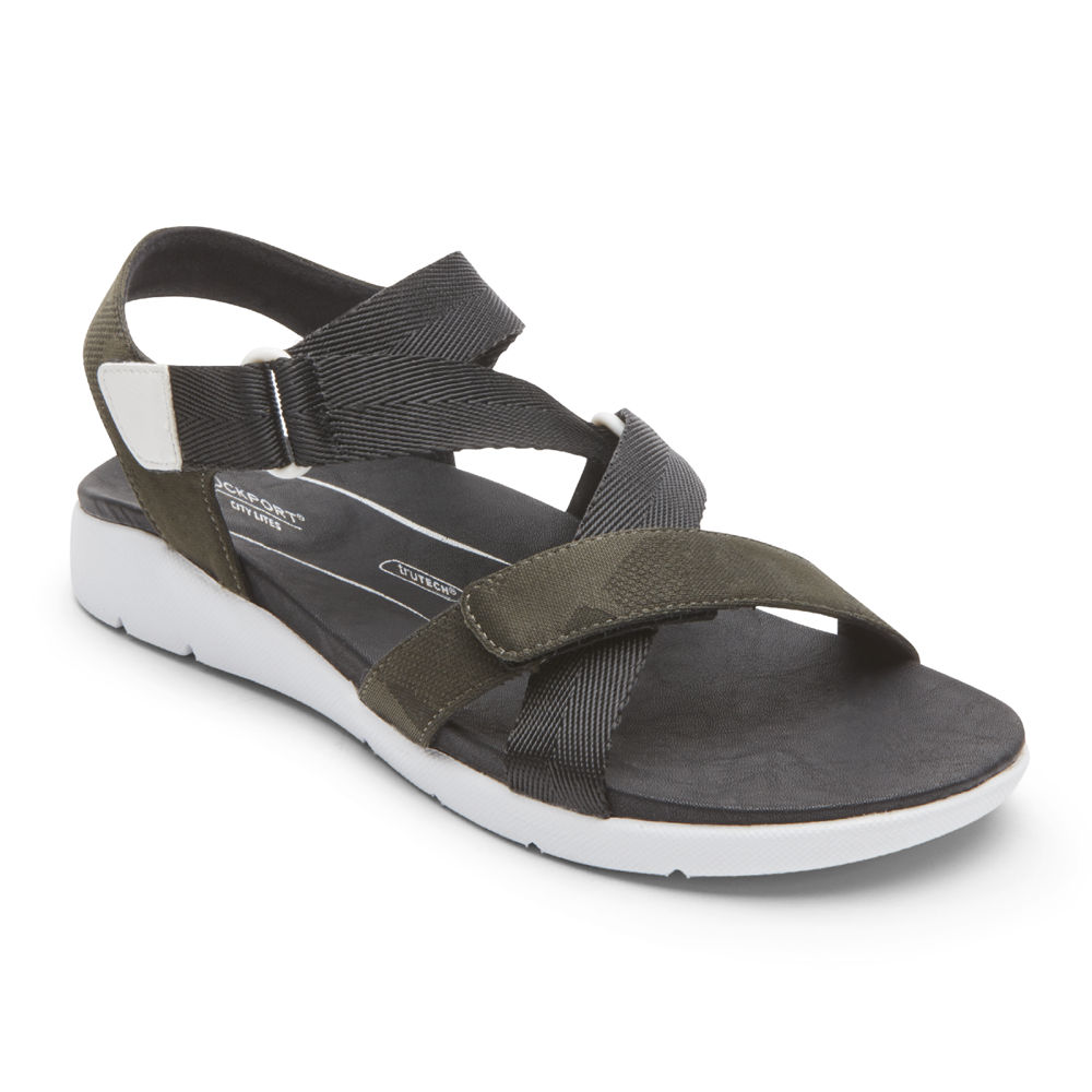 Rockport Womens Sandals Black - Eileen X-Strap - UK 751-OBDPYI